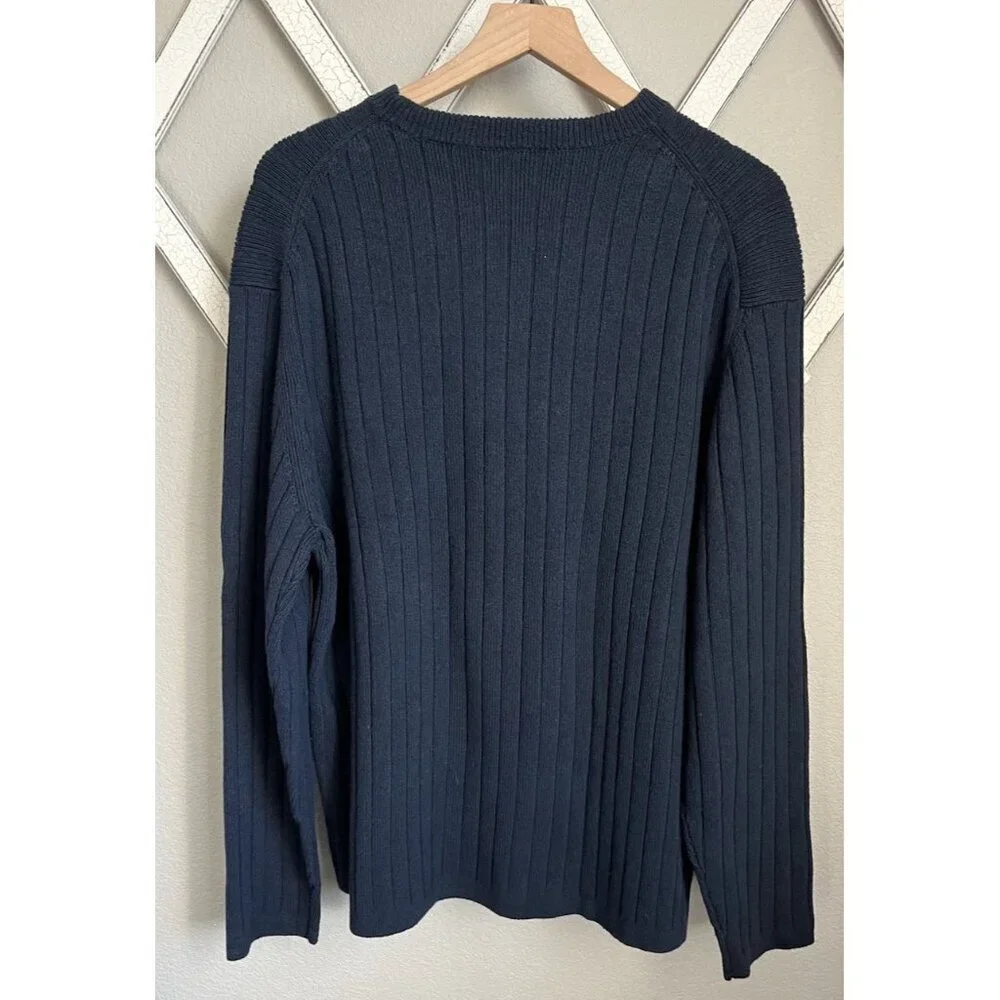 NWT! Vintage GAP Men's XXL Crew Neck Cotton Sweater Hong Kong - Navy Blue